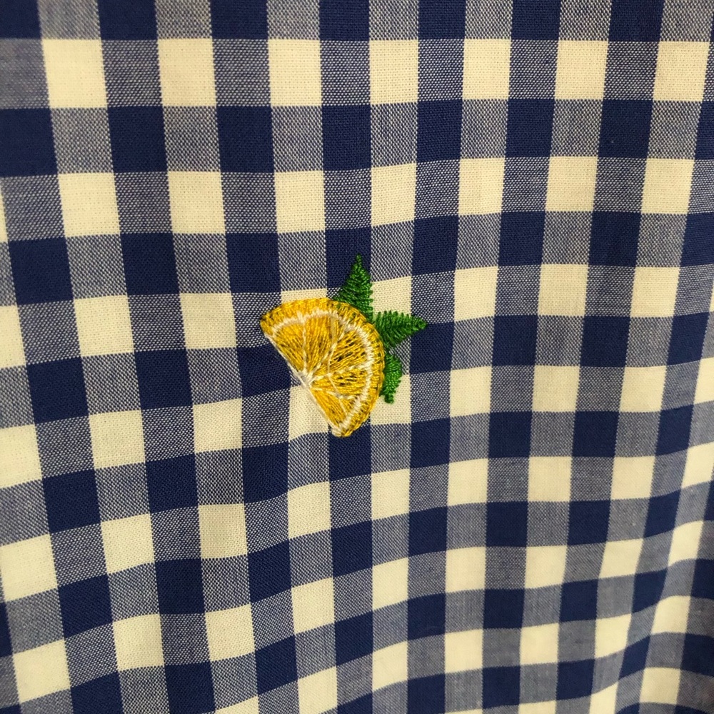 Talbots sleeveless gingham dress with lemon embroidered - Picture 4 of 4
